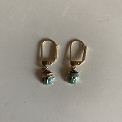 10kt Gold Turquoise Ladybug Earrings 