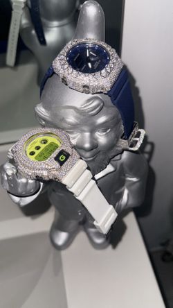 Custom Iced Out G-Shock GA-2100 "CasiOak" Bust Down - Blue & Silver