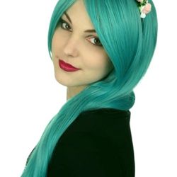 32" Turquoise Green Cosplay Long Wig Straight Straight

