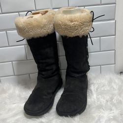 UGG Australia Upside Black Boots Lace-Up Tall #5163- Women's Size 9