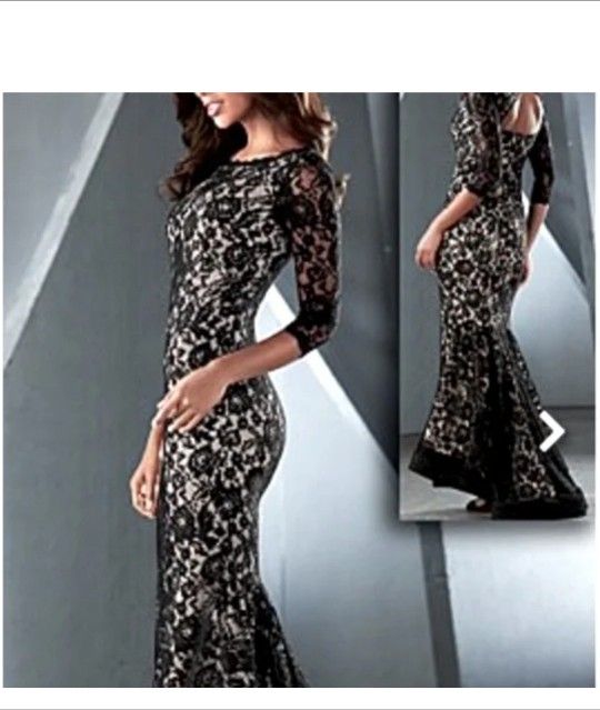 Venus Couture Black Lace Mermaid/Fishtail Gown/Dress