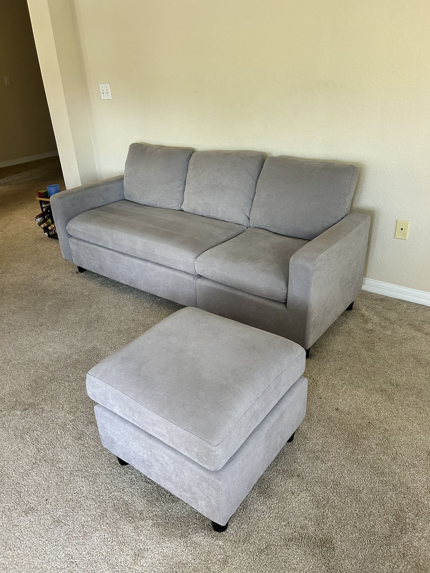 Vongrasig Convertible Sectional Sofa Couch, L-Shaped Couch with Reversible Chaise, 3-Seater Upholstered Sofa Sectional for Small Space Living Room, Be