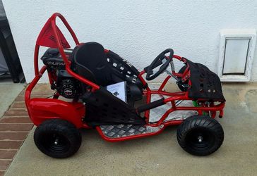 79cc 4-Stroke Gas Go Kart, 2.5HP Off Road GoKart EPA Approved with Steel Tubular Frame, Seat Belt, 13 inch All-Terrain Tires for Kids and Teens (Red)
