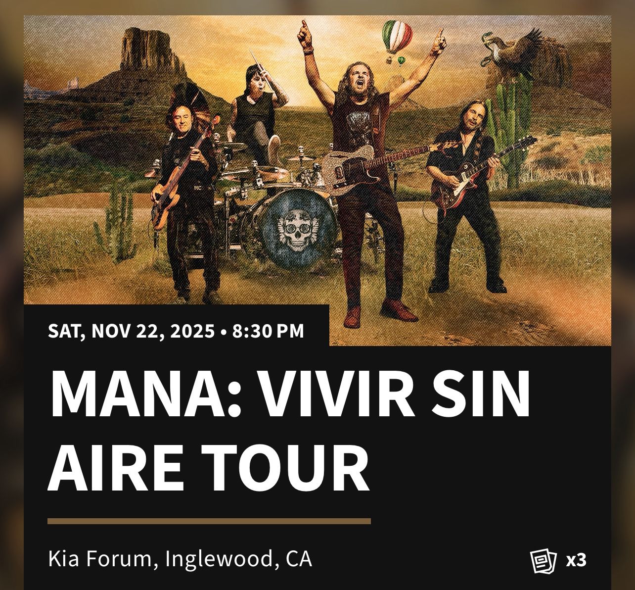 MANÁ:VIVIR SIN AIRE TOUR TIX