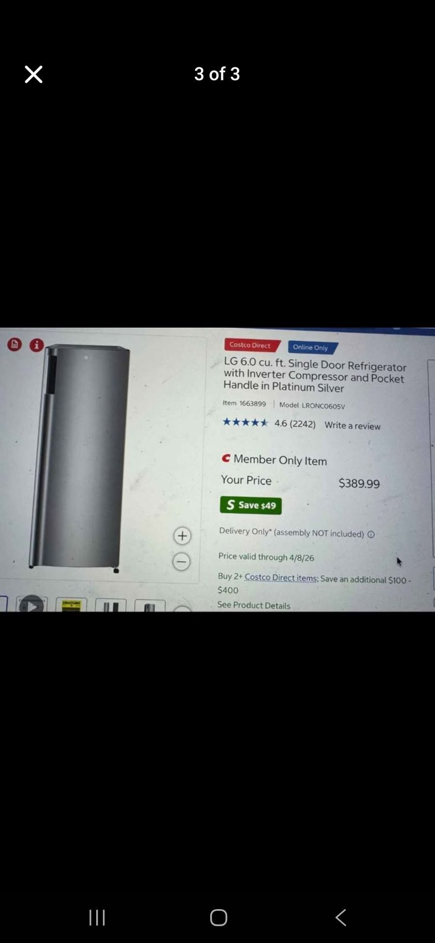 New 6.0 cuft LG Refrigerator