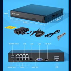 FOSCAM 3K 5MP 8CH PoE Network Video Recorder for Home Security Camera System
