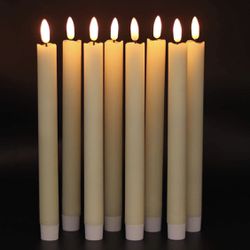 Real Wax Flameless Flickering Taper Candles Battery Operated
