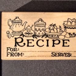 1992 PSX E-246 Recipe Label Wood Mounted Rubber Stamp Art Vintage Collectible A-1