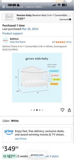 DaVinci Fiona 4-in-1 Convertible Crib White