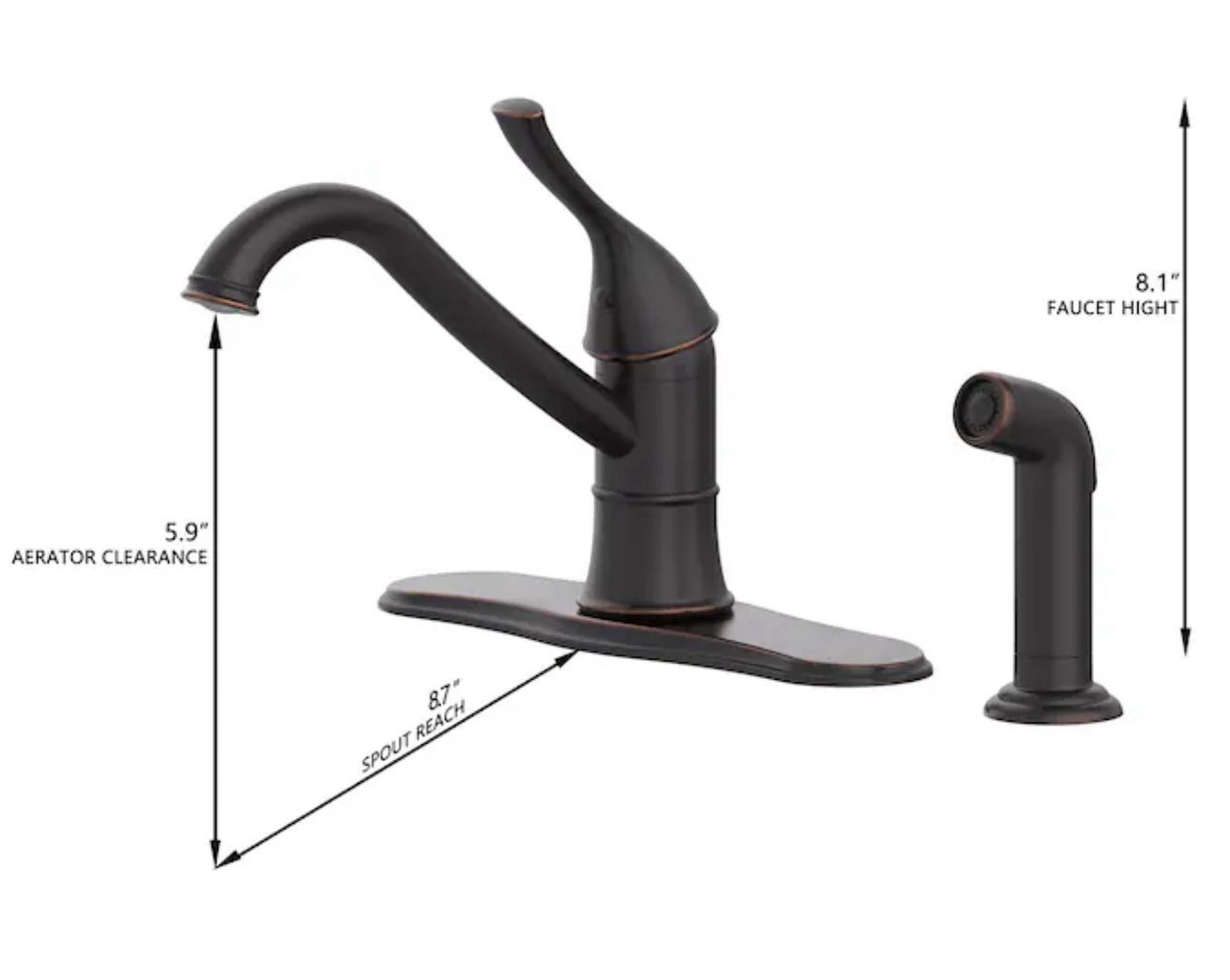 Project Source WILEY Oil Rubbed Bronze Single Handle Deck-mount Kitchen Faucet 1414
