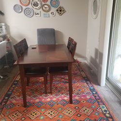 6-Piece Wood Dining Set – Table + 4 Faux Leather Chairs
