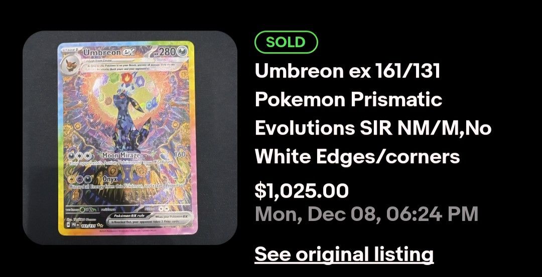 Prismatic Evolutions UMBREON SIR Can Provide Pics Anytime