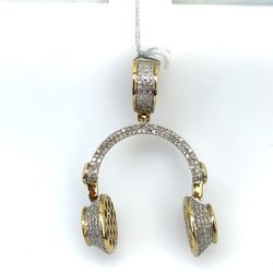10KT Yellow Gold Diamond Headphones Pendant5.40g 115703 