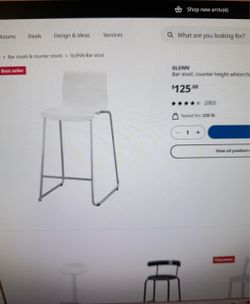 IKEA GLENN Counter Height Bar Stool White/Chrome