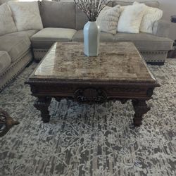 Marble top solid wood tables