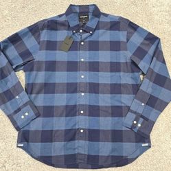 Bonobos Shirt Mens XXL Blue Gingham Check Slim Button Long Sleeve Preppy Office
