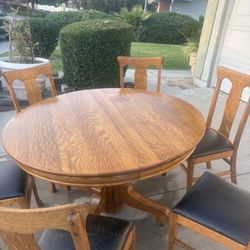 Vintage Rustic Dining Table 6 Chairs 