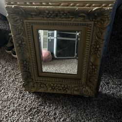 Antique Hanging Mirror Gold Trim 