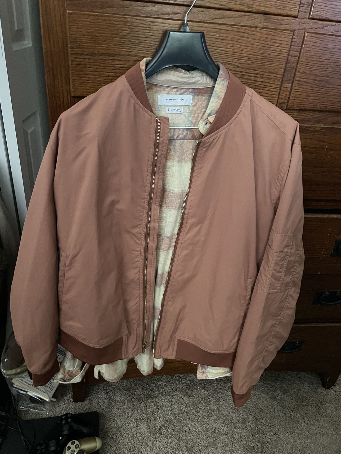 Vintage Bomber Jacket Mens Orange 