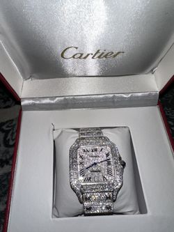 Square Stainless Steel Iced Out Diamond Watch
