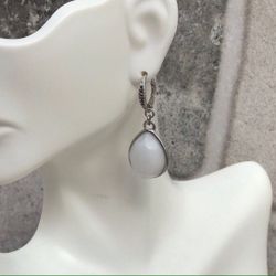 Moonstone Earrings, Leverback Earrings, Teardrop Earrings, Silver Earrings, Pear Dangle Earrings, Wedding Earrings, Mom’s Gift