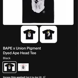 BAPE x Union Pigment Dyed Ape Head Tee