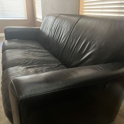 Black Natuzzi Sofa Bonded Leather 