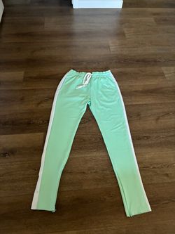 Mint Green Track Pants with White Side Stripe