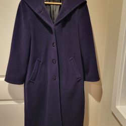 Wool Blend Size S/,M Hooded Eggplant Color Coat