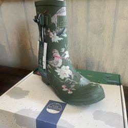 Joules Women's Green Floral Rain Boots size US6