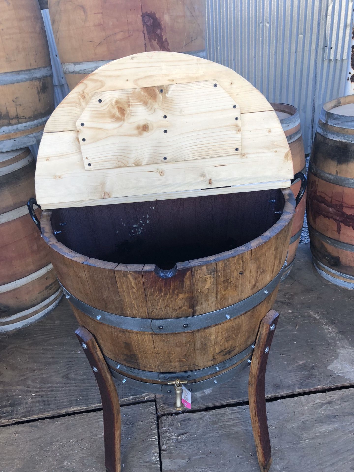 Wine barrel ice chest