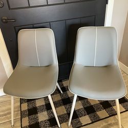 2 Brand, New Dove, Gray Bucket Style, Faux  Leather Dining Chairs
