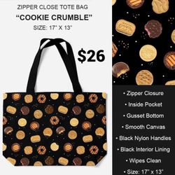Girl Scout Cookie Crumble Zipper Tote Bag 17x13