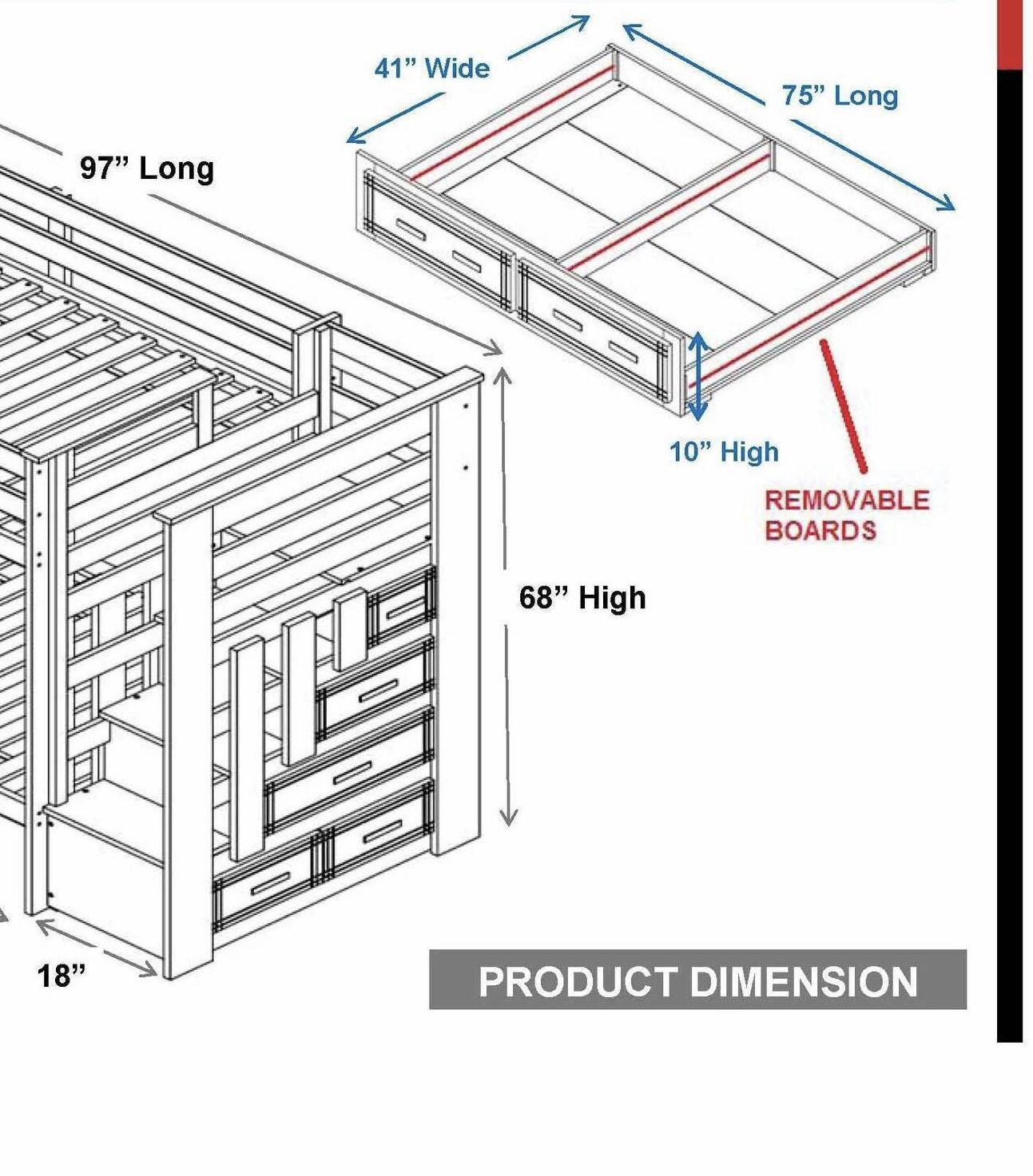 Ladder and drawers attachment for bunk beds