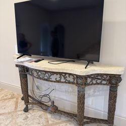 Vintage Maitland Smith Bronze And Metal Console Table With Stone-Top - 78” x 20” x 38”  - Excellent Condition- Retail: $4400