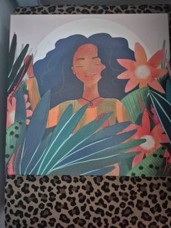 Tropical Woman Floral Canvas Wall Art