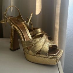 ZARA GOLD HEELS 38:7.8/8