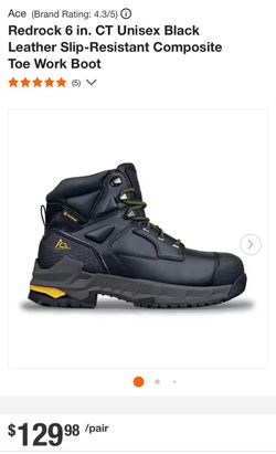 New Ace Boots (Men size 11, Women size 12.5) Redrock 6 in. CT Unisex Black Leather Slip-Resistant Composite Toe Work Boot ( Firm On  Price )