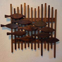 Mid Century Style Teak Wall Art