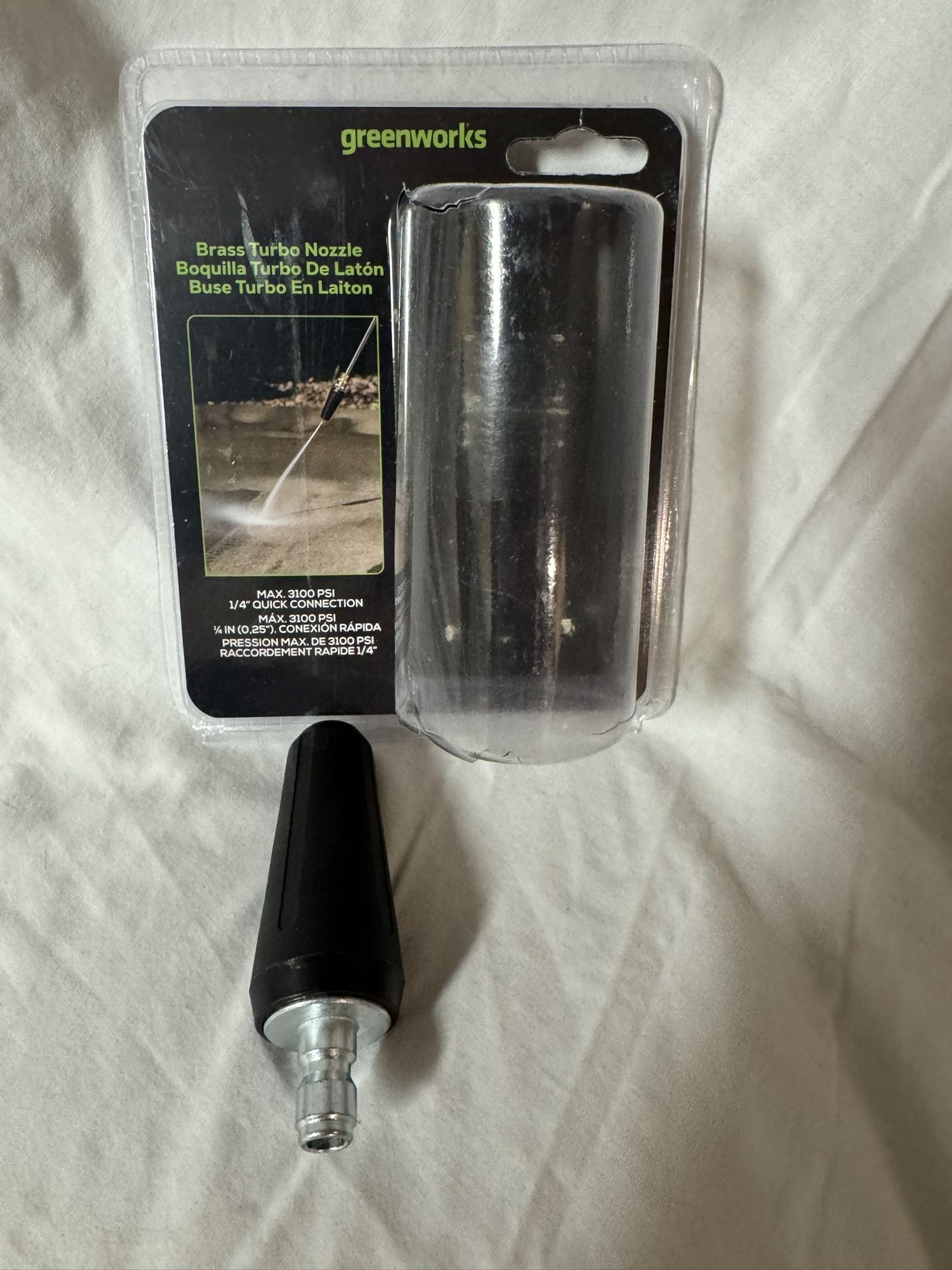 Grreenworks Brass Turbo Nozzle for pressure washing quarter inch quick connect