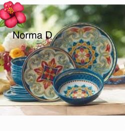 Vajilla melamine de 12 piezas nuevas en su caja 🌺 princess house 🌺