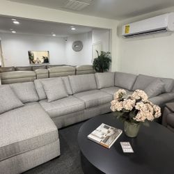 Radley Roll Arm 4-Pc Fabric Sectional w/ Chaise