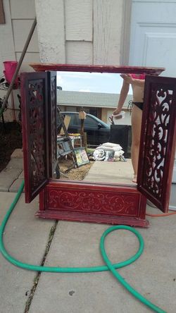 Solid wood case with mirror