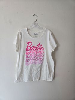 Barbie White Tee with Pink Logo Print