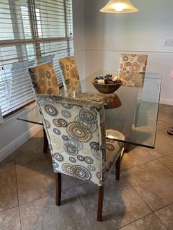 Dining Set Glass Table With 4 Chairs