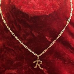 925 NEW SILVER Necklace With  R. Pendant 