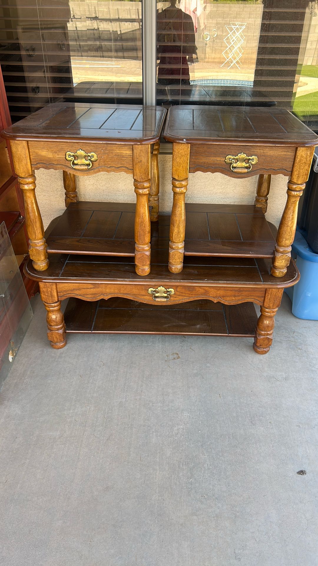 Vintage Early American Tiered End Tables And Coffee Table OBO