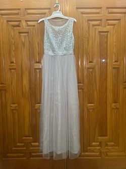 Silver Sequin Bodice Tulle Maxi Gown