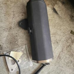 Motorcycle Exhaust Muffler + Kickstand + Cable – Like New
