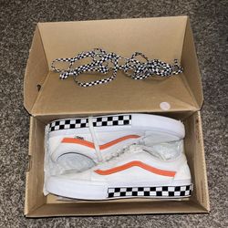 Vans -Neon Checker White/Orange Size 10.5 (used)